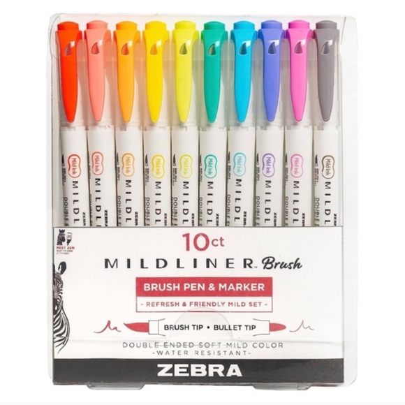 NWT Midliner Brush Pen & Marker Kit 10ct Brush tip and bullet tip. - Picture 5 of 7